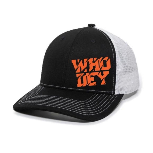 Who Dey Football (Cincinnati Colors) Bengal Claw Letters Premium Snapback Hat - Picture 1 of 5